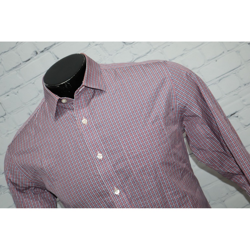 UNTUCKit Button Down Shirt Mens Medium Red Blue Plaid Wrinkle Free Cotton